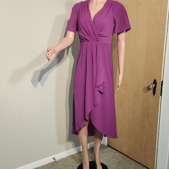 Maggy London Vibrant Purple Midi Dress - Picture 1 of 12